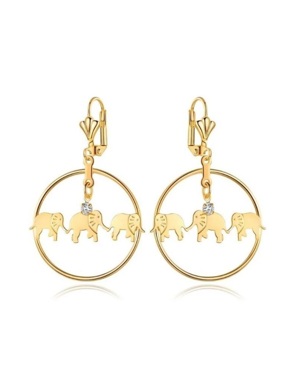 18K Gold Plated Triple Elephant Hoop Earrings